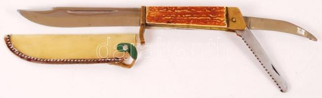 Több funkciós vadász kés, ragasztott, h:27 cm