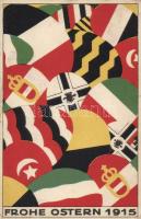 1915 Easter greeting, flags