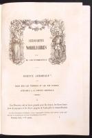 1854/55 Le Souvenir c. párizsi lap teljes évfolyama 9 egész oldalas színezett metszettel későbbi félvászon kötésben (foltokkal) / Paris picture magazine with 9 full page colored etchings and other illustration in half linen binding. (some stains) 576p.
