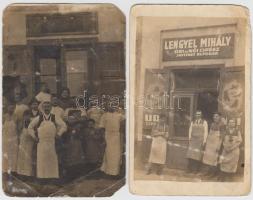 cca 1920 cipészek, cipészüzletek 3 db fotólap