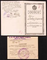 1937, 1941 pallini Inkey Zsigmond katonai igazolványa, valamint Délvidék emlékérem igazolványa