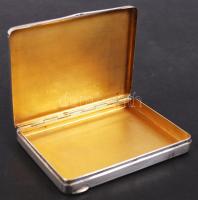 Ezüst cigarettatárca belül aranyozott, jelzett, TA mesterjeggyel / Silver cigarette box 100g