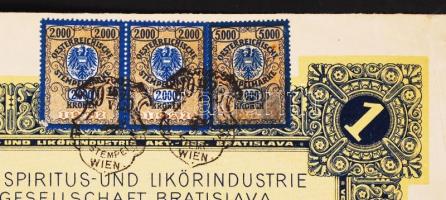 Szlovákia/Pozsony 1920. "Szesz- és Likőripari Részvénytársaság" részvénye 200K-ról szelvén...