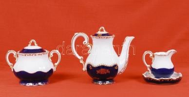 Zsolnay Pompadour kávés készlet, összesen: 16 db, jelzett, hibátlan/ Flawless Zsolnay chinaware coff...