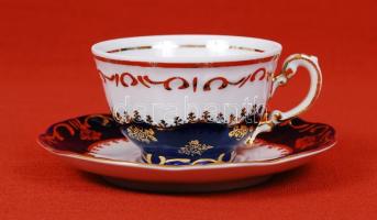 Zsolnay Pompadour kávés készlet, összesen: 16 db, jelzett, hibátlan/ Flawless Zsolnay chinaware coff...