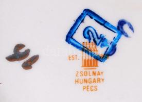 Zsolnay Pompadour hiányos teás készlet, összesen: 14 db, jelzett, hibátlan/ Flawless Zsolnay chinawa...