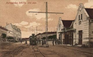 Nyíregyháza, Rákóczi utca, városi vasút állomása; Özv. Rottaridesz Istvánné kiadása