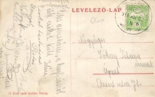 Szőreg (Szeged) gőzmalom, vasútállomás, szerb templom; Beck Antal kiadása, floral (fl)