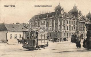 Nagyvárad, Pénzügyigazgatóság, villamosok / Palace of finance, trams