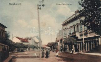 Nagykároly, Deák Ferenc tér; Eigner Simon kiadása / square