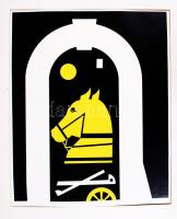 Bálint Endre (1914-1986): Lovacska. Színes szitanyomat, papír, jelzett, 58×48 cm