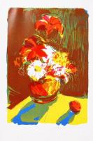 Vilhelm (Wilhelm) Károly (1943-2011): Tűzliliomok. Színes litográfia (próba), papír, jelzett, 37×26 ...