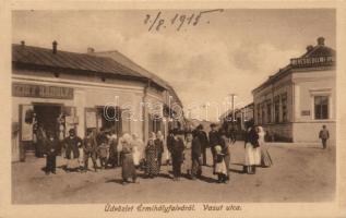 Érmihályfalva, Vasút utca, Sziky Károly üzlete, Kereskedelmi és Ipari Részvénytársaság / Railway street, shop, Trade and Industry Company(EK)