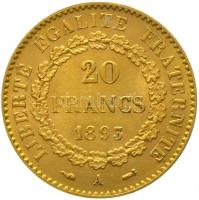 Franciaország / Modern Köztársaság 1896A 20Fr Au (6.47g/0.900) T:2
France / Modern Republic 1896A 20...