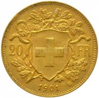 Svájc 1901B 20Fr Au "Helvetia" (6.46g/0.900) T:2
Switzerland 1901B 20 Francs Au "Helv...