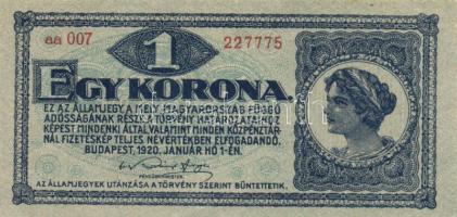 1920. 1K (2x) számozás piros és rozsdavörös T:I,I- Adamo K4,K4e