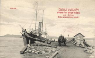 Balatonboglár kikötő gőzhajóval, Földes-féle Margit krém reklám