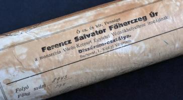 1916. "A Vörös Kereszt Ezüst Díszérme hadidíszítménnyel" kitüntetés adományozó oklevele Fe...