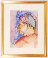 Kondor Béla (1931-1972): Scher Károly. Vegyes technika, papír, jelzett, üvegezett keretben, 24×17,5 cm