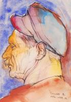 Kondor Béla (1931-1972): Scher Károly. Vegyes technika, papír, jelzett, üvegezett keretben, 24×17,5 ...