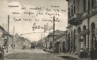 Kaposvár Fő utca, Révész József utódának üzlete, a Lengyel testvérek és Jakab és társa boltjai (fl)