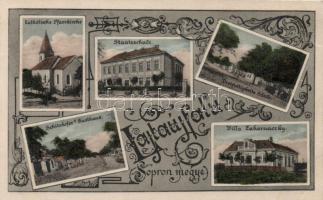 Lajtaújfalu, Neufeld an der Leitha; church, Villa Zahornaczky, school, Schitzhofer's inn, trinity column, Art Nouveau