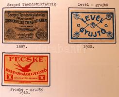 1850-től Nagyon szép, sok ezer darabos magyar gyufacímke gyűjtemény, a kezdetektől napjainkig, 10 al...