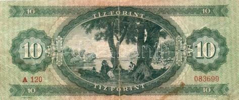 1947. 10Ft előlapi nyomata erősen lecsúszva T:II