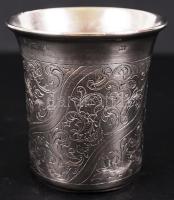 Antik orosz ezüst (Ag.) keresztelő pohár, jelzett, mesterjeggyel, alján apró horpadás, gazdagon cize...