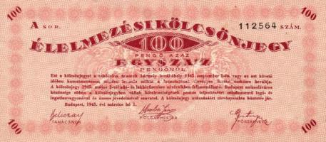 1945. Budapest kölcsönjegy 100P T:II