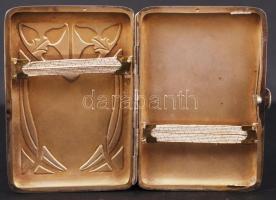 Szecessziós ezüst (Ag.) cigarettatálca, monogramos, jelzett, nettó:74 g, 9×6 cm / Antique silver cig...