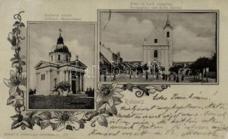 Rohonc, Rechnitz; Szájbely család sírhelye, Főtér, Katolikus templom / Main square, mausoleum, church; floral (EK)
