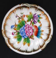 Herendi Viktória mintás bonbonier, kézzel festett, jelzett, hibátlan, m:8 cm, d:12 cm