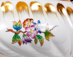 Herendi Viktória mintás bonbonier, kézzel festett, jelzett, hibátlan, m:8 cm, d:12 cm