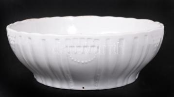 Zsolnay fehér porcelán tál, Hungária sorozat, jelzett, belseje és a pereme karcos, d: 24 cm