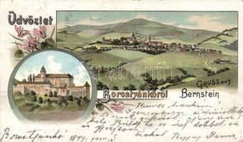 1899 Borostyánkő, Bernstein; castle, floral, litho (EK)