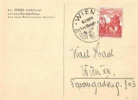 Berlin, Der Odol Lichtturm / lighthouse; '1939 Wien, Tag der Briefmarke' So.Stpl