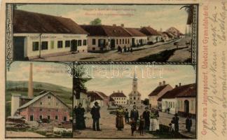 Gyanafalva, Jennersdorf; shop of Maurer, brick factory, main square, church