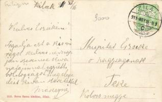 Zilah, Rákóczy út, Seres Samu kiadása / street, hotel, school