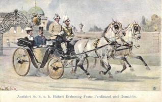 Ausfahrt Sr. K.u.K. Hoheit Erzherzog Franz Ferdinand und Gemahlin B.K.W.I. 747-2 / Franz Ferdinand s: H. G. Wilda