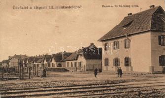 Budapest XIX. Kispest, Állami munkástelep, Baross és Sárkány utca; kiadja Fischhof Henrik könyvnyomdája