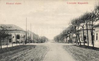 Budapest XIX. Kispest, Fő utca, Kozma Lajos mészárosüzlete; kiadja Fischhof Henrik könyvnyomdája