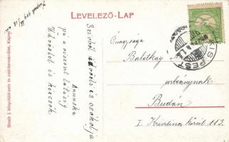 Budapest XIX. Kispest, Erzsébet tér, villamos; kiadja Hirsch J. könyvkereskedő