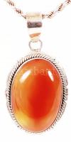 Karneol függő ezüst (Ag) láncon (22,1 g), jelzett / carnelian pendant with silver chain