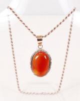 Karneol függő ezüst (Ag) láncon (22,1 g), jelzett /
carnelian pendant with silver chain
