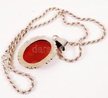Karneol függő ezüst (Ag) láncon (22,1 g), jelzett /
carnelian pendant with silver chain