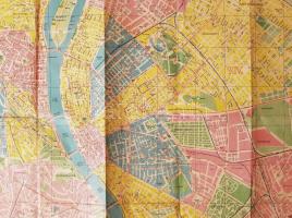 cca 1930-1940 Budapest belterületének térképe, Aczél Testvérek, 68x50 cm