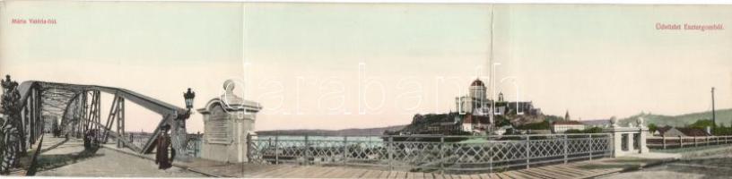 Esztergom Mária Valéria híd, panoramacard; Wallfisch S. kiadása