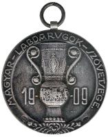 1930-1931. "Magyar Labdarúgók Szövetsége 1909 / II. Díj 1930-31" Ag díjérem nemesfémjelzéssel (Hungária futballcsapat-érem). Szign.: TORI? / SGA (19.02g/0.800/35mm) T:2 R! Hungary 1930-1931. "Hungarian Football Federation 1909" Ag award medal with halmmarks. Sign: TORI / SGA (19.02g/0.800/35mm) C:XF R!