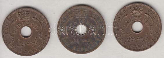 Brit Nyugat-Afrika 1956-1957-1958. 1P (3x) T:2 British Waet Africa 1956-1957-1958. 1 Penny (3x) C:XF Krause KM#33